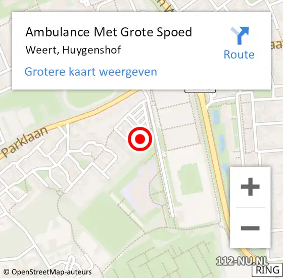 Locatie op kaart van de 112 melding: Ambulance Met Grote Spoed Naar Weert, Huygenshof op 15 januari 2016 21:55