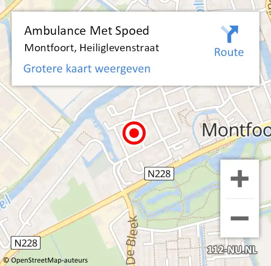 Locatie op kaart van de 112 melding: Ambulance Met Spoed Naar Montfoort, Heiliglevenstraat op 15 januari 2016 22:16