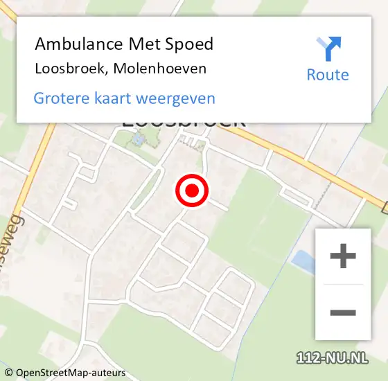 Locatie op kaart van de 112 melding: Ambulance Met Spoed Naar Loosbroek, Molenhoeven op 3 december 2013 11:57