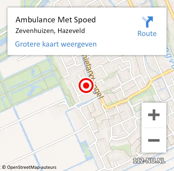 Locatie op kaart van de 112 melding: Ambulance Met Spoed Naar Zevenhuizen, Hazeveld op 15 januari 2016 22:34