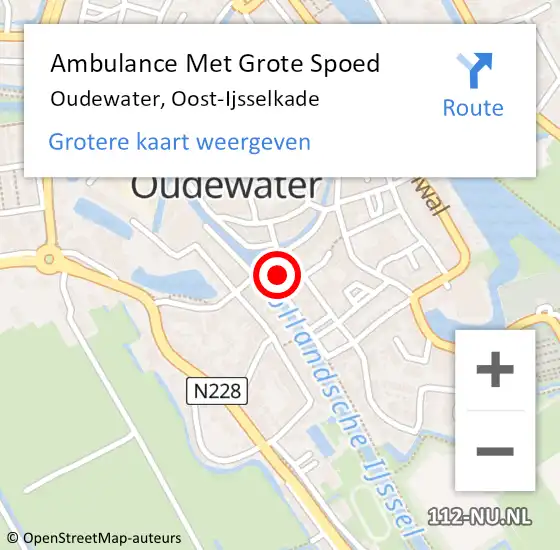 Locatie op kaart van de 112 melding: Ambulance Met Grote Spoed Naar Oudewater, Oost-Ijsselkade op 15 januari 2016 23:30