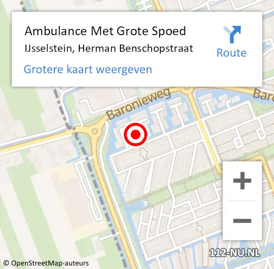 Locatie op kaart van de 112 melding: Ambulance Met Grote Spoed Naar IJsselstein, Herman Benschopstraat op 15 januari 2016 23:32