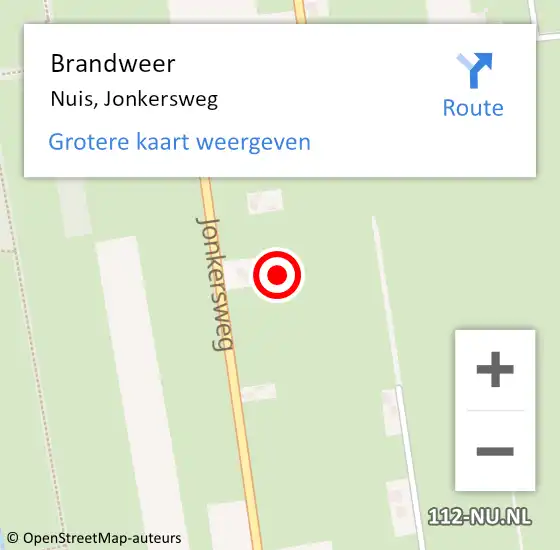 Locatie op kaart van de 112 melding: Brandweer Nuis, Jonkersweg op 15 januari 2016 23:40