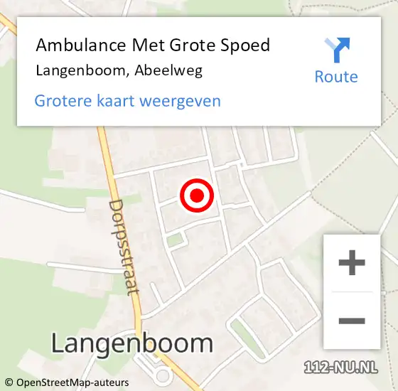 Locatie op kaart van de 112 melding: Ambulance Met Grote Spoed Naar Langenboom, Abeelweg op 15 januari 2016 23:46