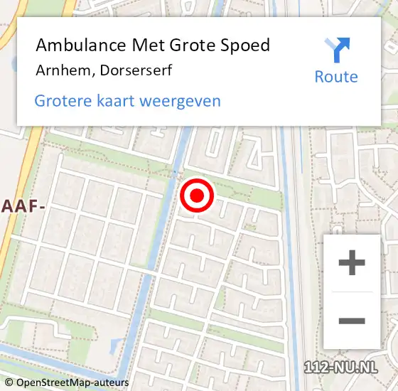 Locatie op kaart van de 112 melding: Ambulance Met Grote Spoed Naar Arnhem, Dorserserf op 16 januari 2016 00:26