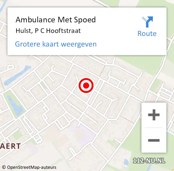 Locatie op kaart van de 112 melding: Ambulance Met Spoed Naar Hulst, P C Hooftstraat op 16 januari 2016 01:09