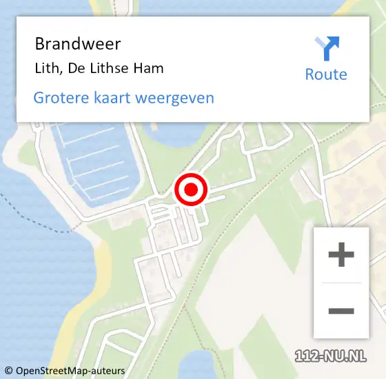 Locatie op kaart van de 112 melding: Brandweer Lith, De Lithse Ham op 16 januari 2016 01:36