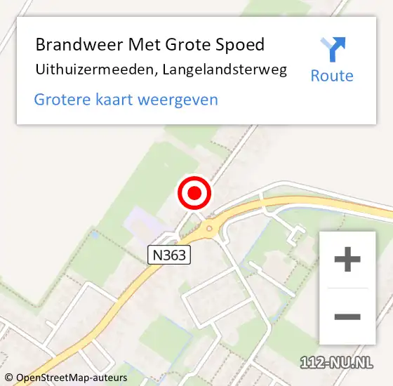 Locatie op kaart van de 112 melding: Brandweer Met Grote Spoed Naar Uithuizermeeden, Langelandsterweg op 16 januari 2016 02:20