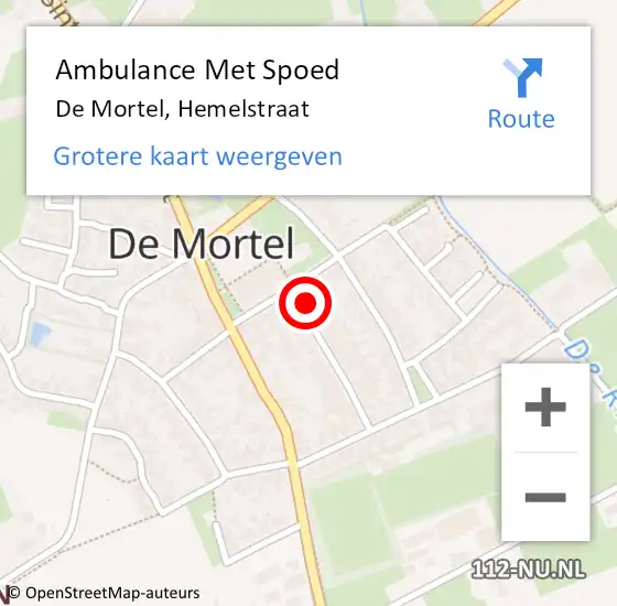 Locatie op kaart van de 112 melding: Ambulance Met Spoed Naar De Mortel, Hemelstraat op 16 januari 2016 02:52