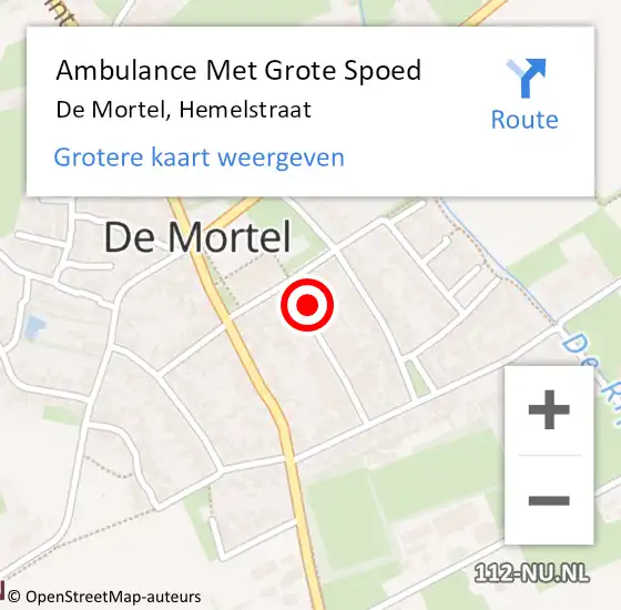 Locatie op kaart van de 112 melding: Ambulance Met Grote Spoed Naar De Mortel, Hemelstraat op 16 januari 2016 02:55