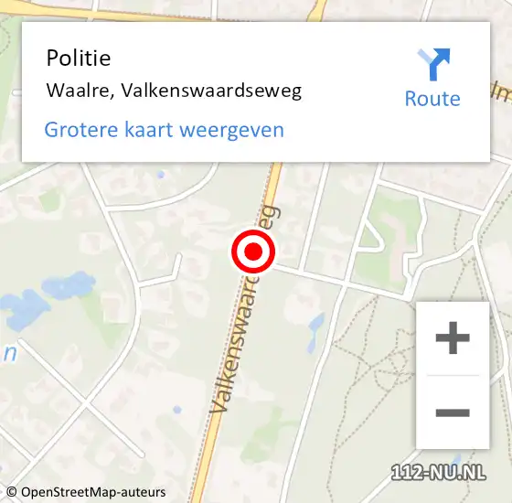 Locatie op kaart van de 112 melding: Politie Waalre, Valkenswaardseweg op 16 januari 2016 03:52