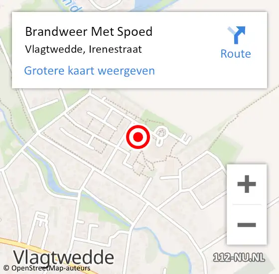 Locatie op kaart van de 112 melding: Brandweer Met Spoed Naar Vlagtwedde, Irenestraat op 16 januari 2016 04:56