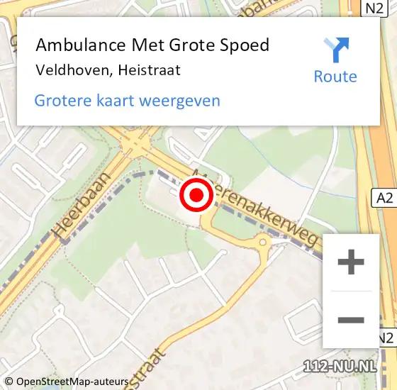 Locatie op kaart van de 112 melding: Ambulance Met Grote Spoed Naar Veldhoven, Heistraat op 16 januari 2016 04:58