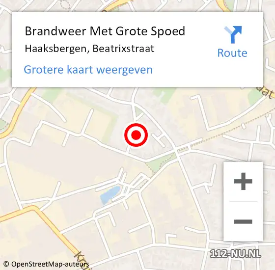 Locatie op kaart van de 112 melding: Brandweer Met Grote Spoed Naar Haaksbergen, Beatrixstraat op 16 januari 2016 07:12