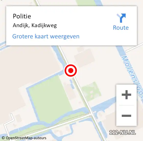 Locatie op kaart van de 112 melding: Politie Andijk, Kadijkweg op 16 januari 2016 07:16