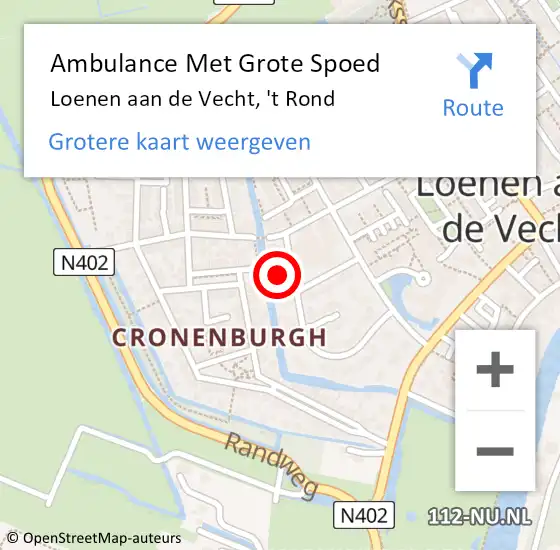 Locatie op kaart van de 112 melding: Ambulance Met Grote Spoed Naar Loenen aan de Vecht, 't Rond op 16 januari 2016 08:28