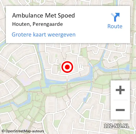 Locatie op kaart van de 112 melding: Ambulance Met Spoed Naar Houten, Perengaarde op 16 januari 2016 08:35