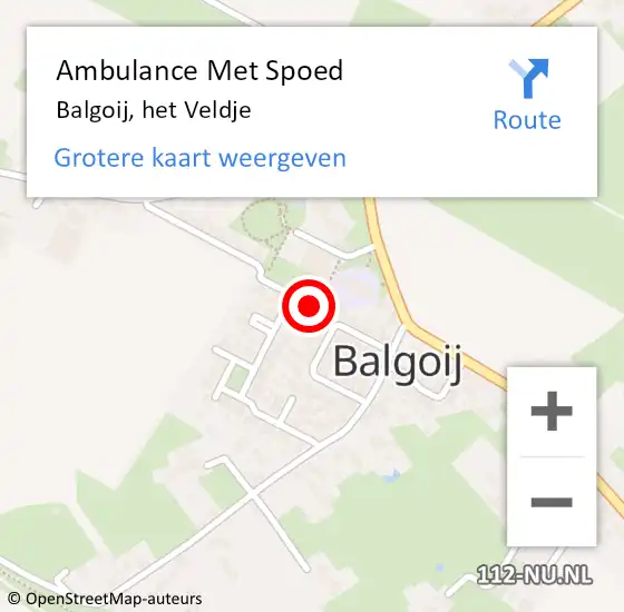 Locatie op kaart van de 112 melding: Ambulance Met Spoed Naar Balgoij, het Veldje op 16 januari 2016 09:24