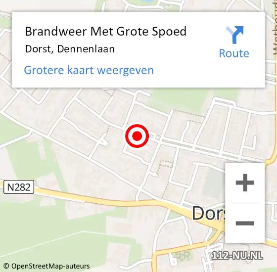 Locatie op kaart van de 112 melding: Brandweer Met Grote Spoed Naar Dorst, Dennenlaan op 16 januari 2016 09:52