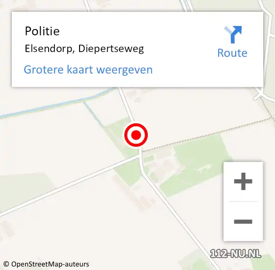 Locatie op kaart van de 112 melding: Politie Elsendorp, Diepertseweg op 16 januari 2016 10:51