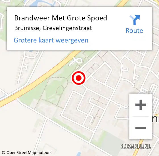 Locatie op kaart van de 112 melding: Brandweer Met Grote Spoed Naar Bruinisse, Grevelingenstraat op 16 januari 2016 11:26