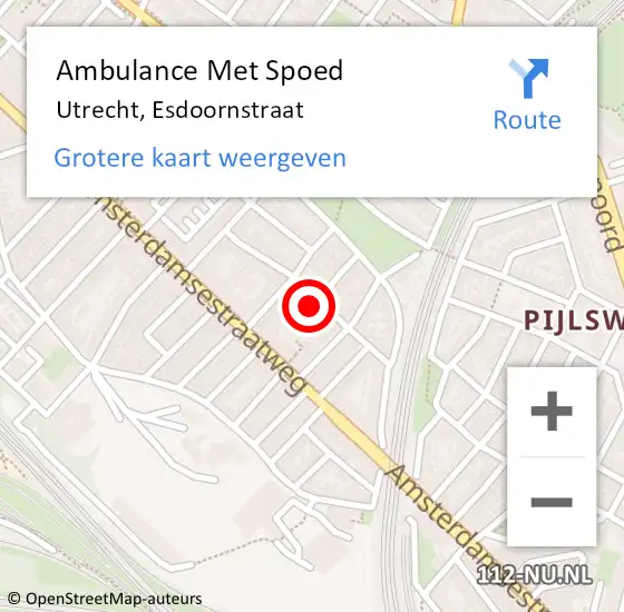 Locatie op kaart van de 112 melding: Ambulance Met Spoed Naar Utrecht, Esdoornstraat op 16 januari 2016 11:26