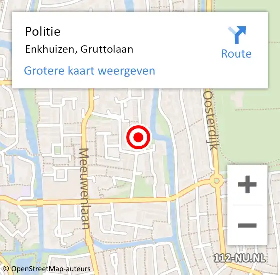 Locatie op kaart van de 112 melding: Politie Enkhuizen, Gruttolaan op 16 januari 2016 12:45