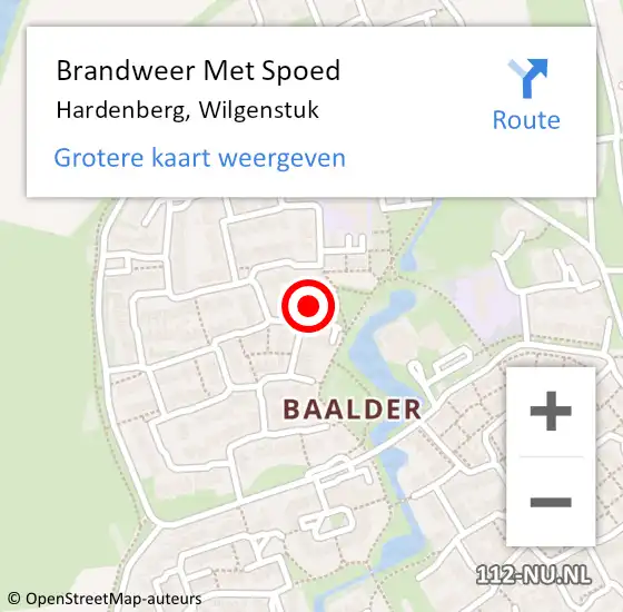 Locatie op kaart van de 112 melding: Brandweer Met Spoed Naar Hardenberg, Wilgenstuk op 16 januari 2016 13:34