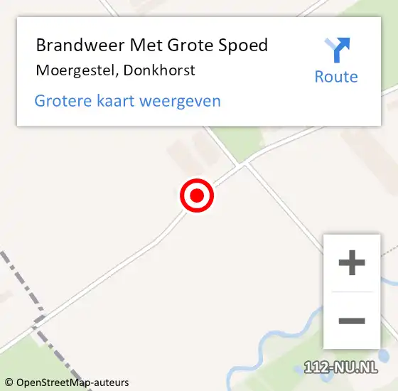 Locatie op kaart van de 112 melding: Brandweer Met Grote Spoed Naar Moergestel, Donkhorst op 16 januari 2016 13:54