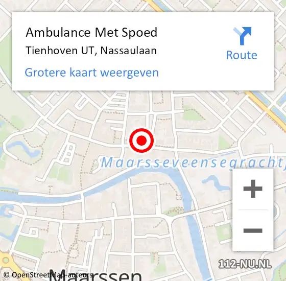 Locatie op kaart van de 112 melding: Ambulance Met Spoed Naar Tienhoven UT, Nassaulaan op 16 januari 2016 13:55