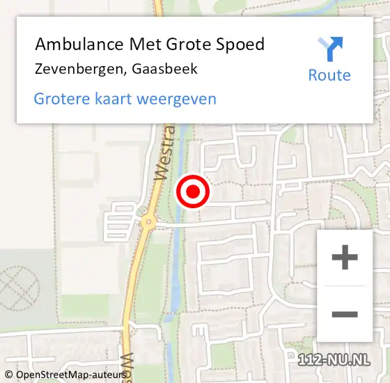 Locatie op kaart van de 112 melding: Ambulance Met Grote Spoed Naar Zevenbergen, Gaasbeek op 16 januari 2016 14:07