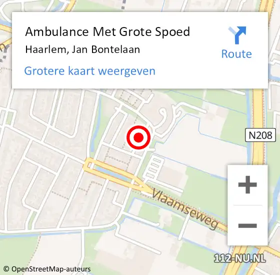 Locatie op kaart van de 112 melding: Ambulance Met Grote Spoed Naar Haarlem, Jan Bontelaan op 16 januari 2016 14:54