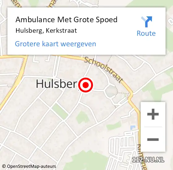 Locatie op kaart van de 112 melding: Ambulance Met Grote Spoed Naar Hulsberg, Kerkstraat op 3 december 2013 12:49