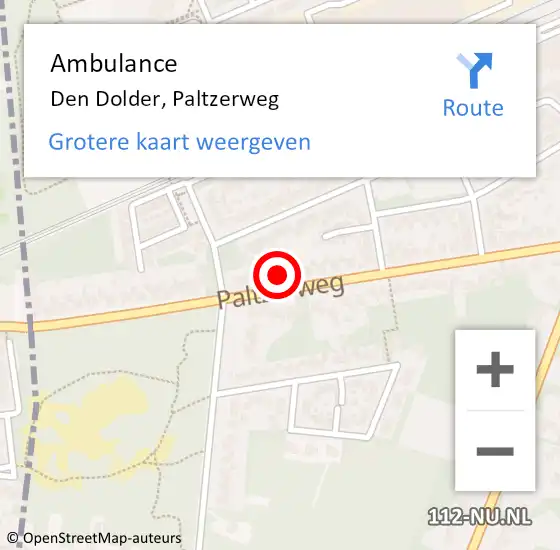 Locatie op kaart van de 112 melding: Ambulance Den Dolder, Paltzerweg op 3 december 2013 12:50