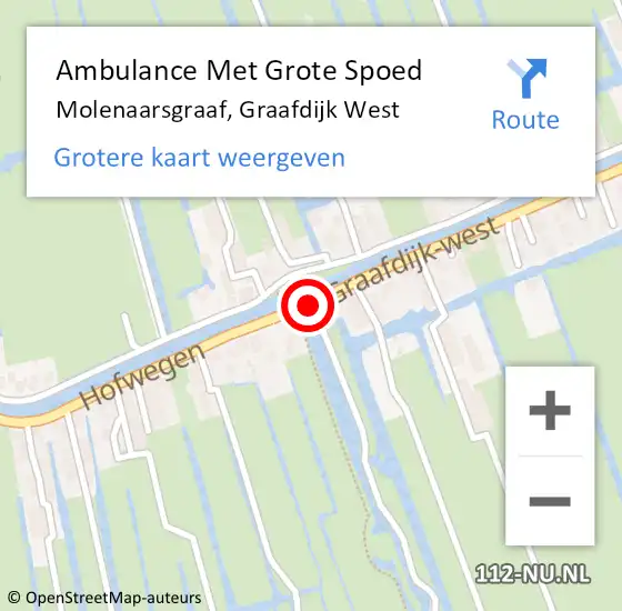 Locatie op kaart van de 112 melding: Ambulance Met Grote Spoed Naar Molenaarsgraaf, Graafdijk West op 16 januari 2016 17:16