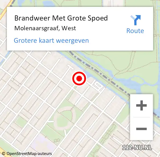 Locatie op kaart van de 112 melding: Brandweer Met Grote Spoed Naar Molenaarsgraaf, West op 16 januari 2016 17:18