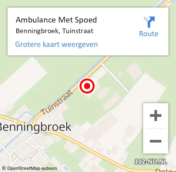 Locatie op kaart van de 112 melding: Ambulance Met Spoed Naar Benningbroek, Tuinstraat op 16 januari 2016 18:30