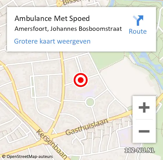 Locatie op kaart van de 112 melding: Ambulance Met Spoed Naar Amersfoort, Johannes Bosboomstraat op 16 januari 2016 18:39