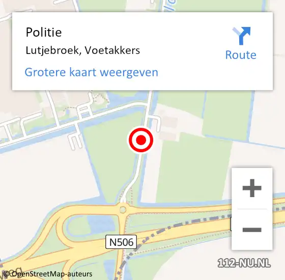 Locatie op kaart van de 112 melding: Politie Lutjebroek, Voetakkers op 16 januari 2016 19:02