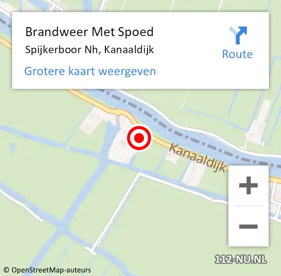 Locatie op kaart van de 112 melding: Brandweer Met Spoed Naar Spijkerboor Nh, Kanaaldijk op 16 januari 2016 19:04