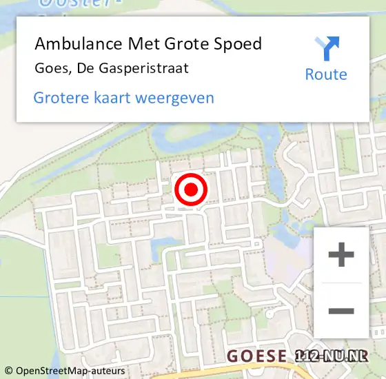 Locatie op kaart van de 112 melding: Ambulance Met Grote Spoed Naar Goes, De Gasperistraat op 16 januari 2016 19:29