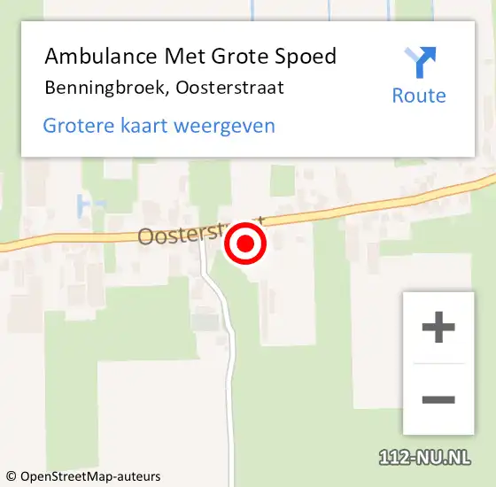 Locatie op kaart van de 112 melding: Ambulance Met Grote Spoed Naar Benningbroek, Oosterstraat op 16 januari 2016 20:04