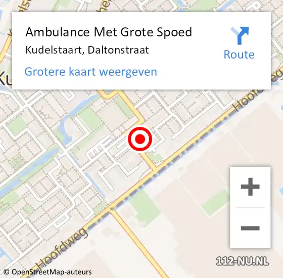 Locatie op kaart van de 112 melding: Ambulance Met Grote Spoed Naar Kudelstaart, Daltonstraat op 16 januari 2016 20:27