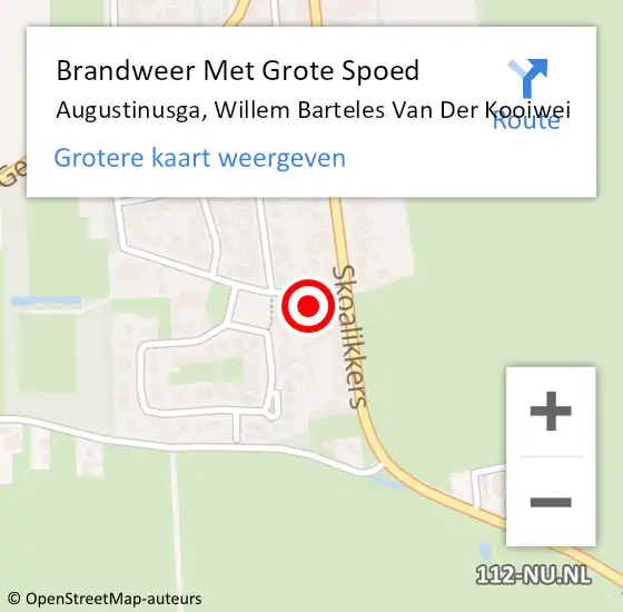 Locatie op kaart van de 112 melding: Brandweer Met Grote Spoed Naar Augustinusga, Willem Barteles Van Der Kooiwei op 16 januari 2016 21:10