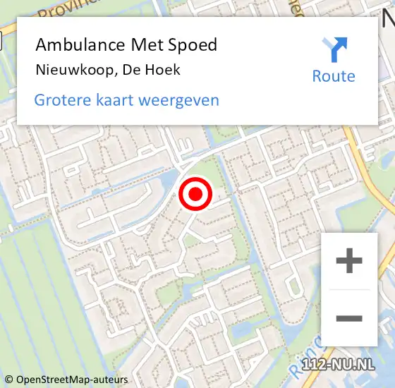 Locatie op kaart van de 112 melding: Ambulance Met Spoed Naar Nieuwkoop, De Hoek op 16 januari 2016 23:10