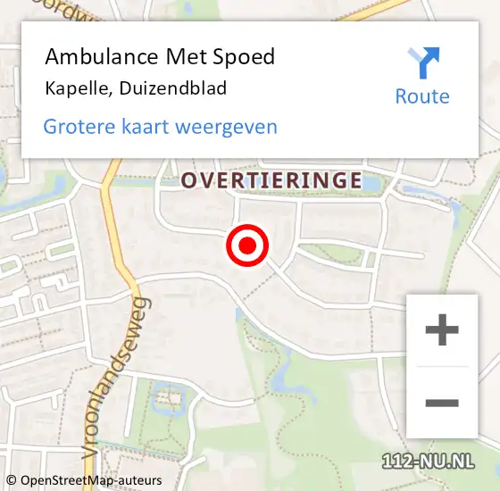 Locatie op kaart van de 112 melding: Ambulance Met Spoed Naar Kapelle, Duizendblad op 16 januari 2016 23:34