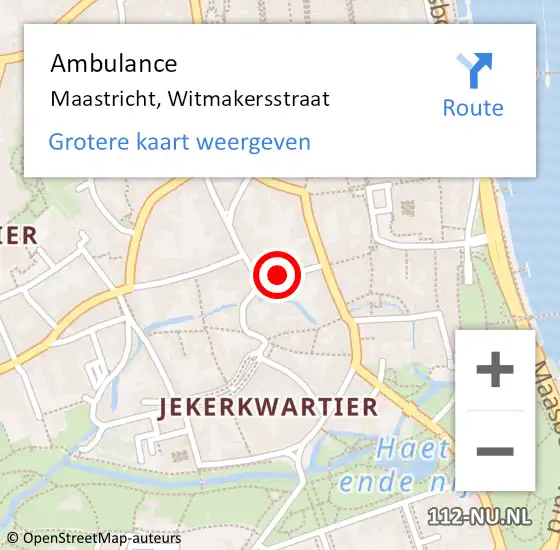 Locatie op kaart van de 112 melding: Ambulance Maastricht, Witmakersstraat op 17 januari 2016 00:01