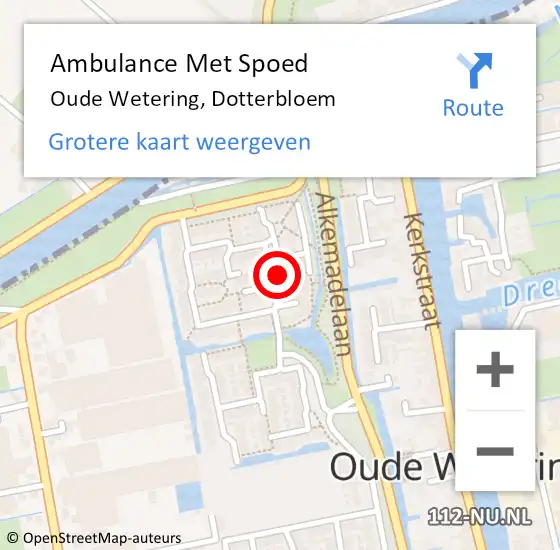 Locatie op kaart van de 112 melding: Ambulance Met Spoed Naar Oude Wetering, Dotterbloem op 17 januari 2016 00:42