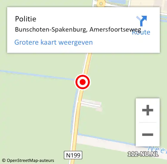 Locatie op kaart van de 112 melding: Politie Bunschoten-Spakenburg, Amersfoortseweg op 17 januari 2016 01:44