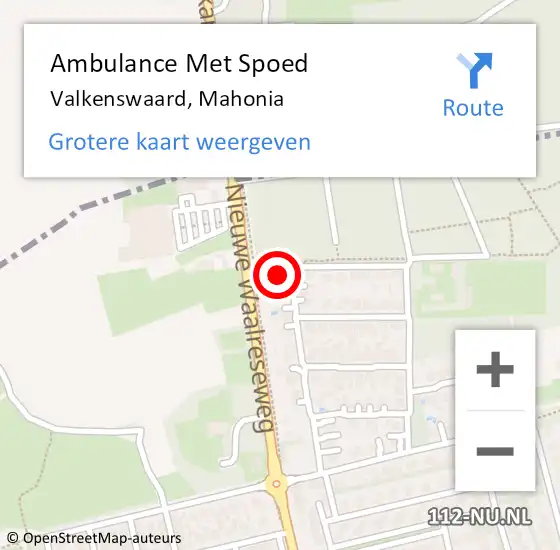 Locatie op kaart van de 112 melding: Ambulance Met Spoed Naar Valkenswaard, Mahonia op 17 januari 2016 02:13